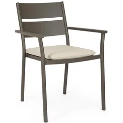 4er-Set Gartenstuhl Molokai - Aluminium Kakaobraun, Olefin, mit Armlehnen, stapelbar