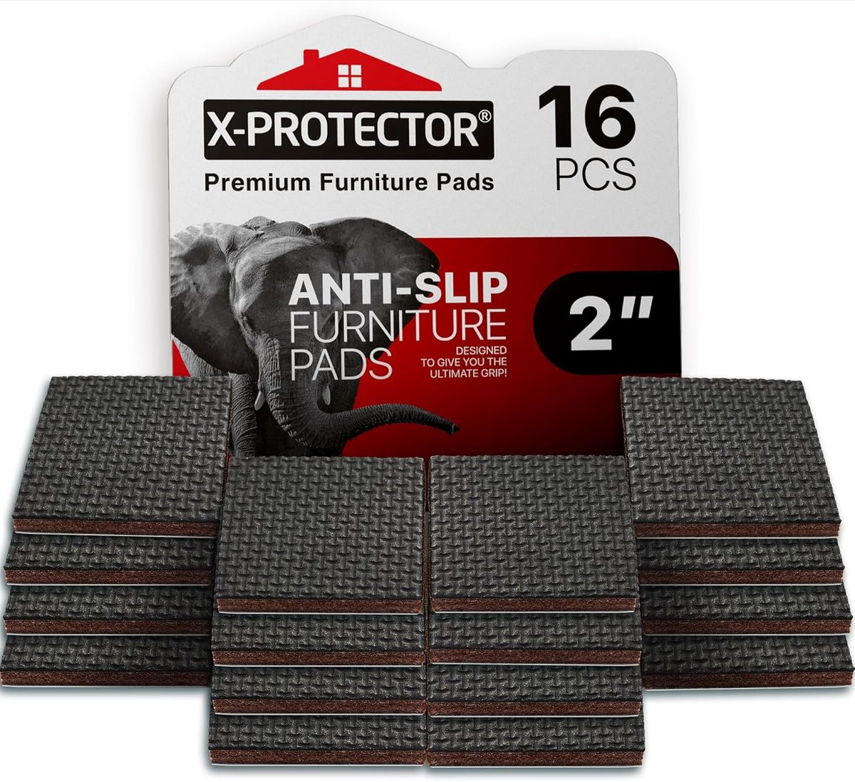 X-PROTECTOR PREMIUM Anti-slip meubelkussens, 16 stuks, zelfklevend rubber voor vloerbescherming