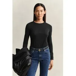 Gant für Damen. 4202595 Langärmliges T-Shirt Lisa schwarz (XS), Lässig, Baumwolle, Langarm