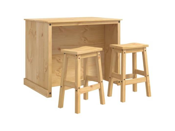 Xolmizyn Kücheninsel Set, Kiefer Massivholz, 3-tlg. Küchenwagen mit 2 Honigwachs-Finish, Mit Regalen, Stabile Konstruktion