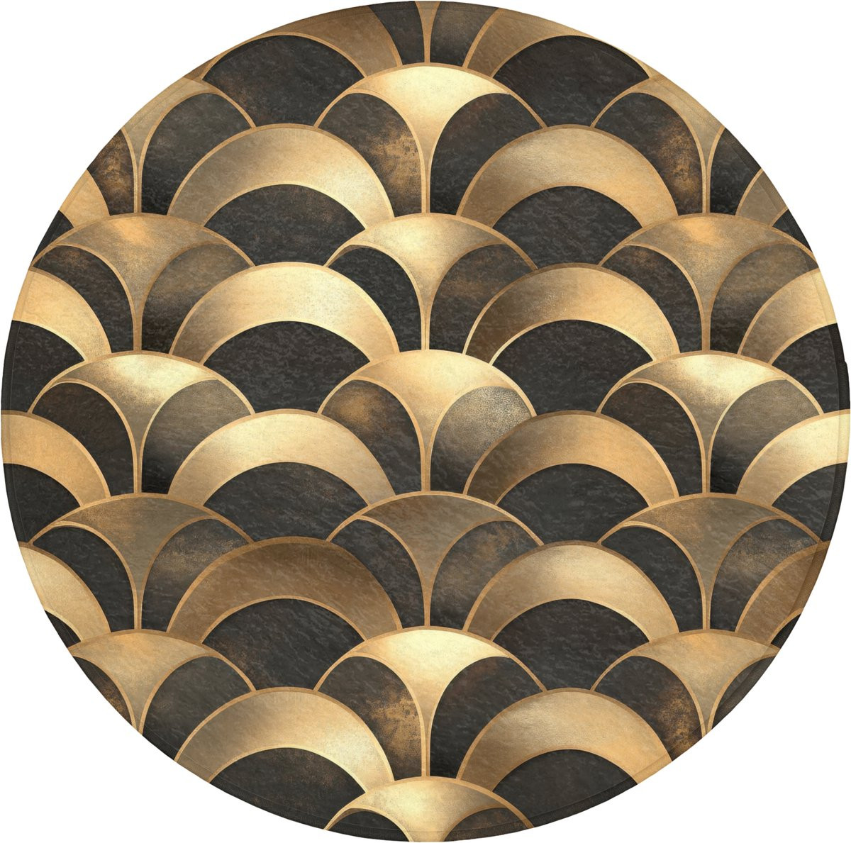 OnlyWow Badmat rond - Goud - Antislip - Structuur