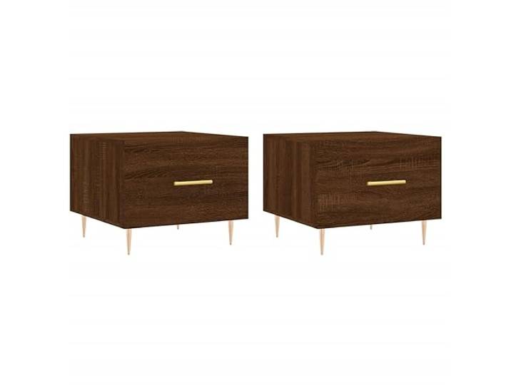 KUTYWEXFM 2er Set Couchtische 50x50x40 cm Eichen-Optik Holzwerkstoff Vielseitig nutzbare Nachttische für Schlafzimmer und Loungebereich mit integriertem Schubfach für ordentliche Ablage.