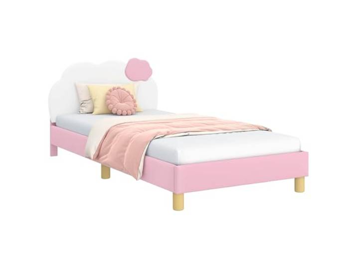 PUGYNBK Kinderbett, 90 x 200 cm, mit Kopfteil in Rosa Lattenrost inklusive, aufwendiges Holz, einfache Montage, moderner Stil