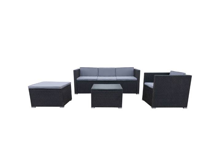 Rattanlounge SALERNO schwarz/anthrazit