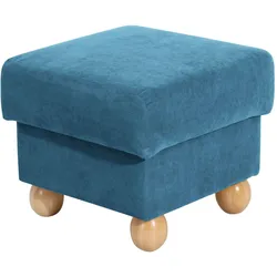 HOCKER Kasha Bezug Veloursstoff Buche natur / petrol