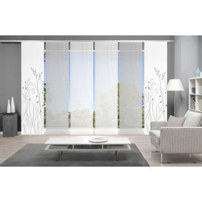 Schiebegardine VISION S "GRASIL 6er SET" Gr. 1, grau, B:60cm H:260cm, Polyester, Gardinen, Bambus-Optik, Digital bedruckt