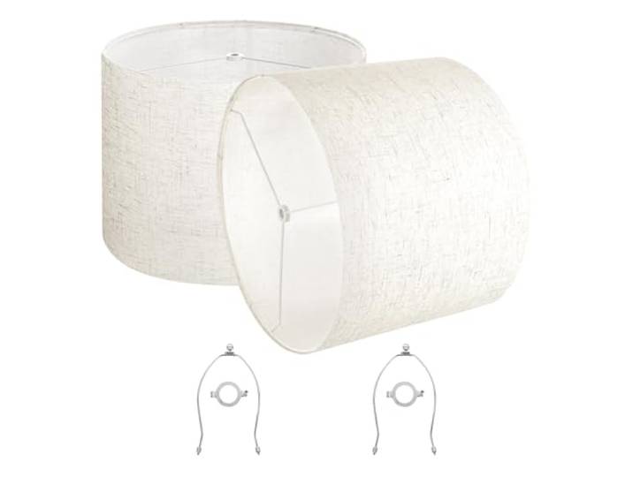 VEVOR Abat-jour tambour\, 2 pcs\, 400 x 400 x 300 mm\, grand abat-jour de remplacement avec harpe\, housse de rechange pour lampes de table\, lampadaires et suspensions\, assemblage facile\, lin clair