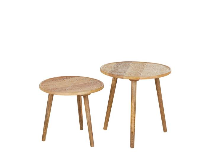 Set aus 2Beistelltischen aus Mangoholz