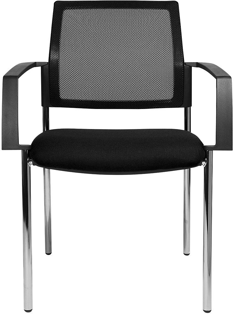 Netz-Stapelstuhl, 4-Fuß, VE 2 Stk, Sitz schwarz, Gestell chrom Topstar