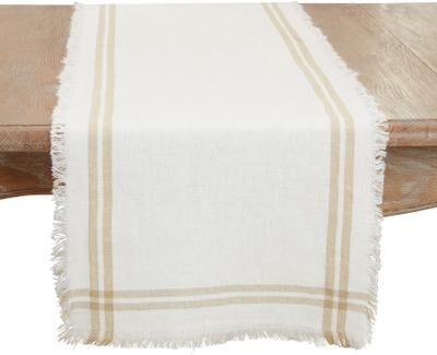 Saro Lifestyle "Trendy Fringed Stripe Table Runner - 13""x72"""