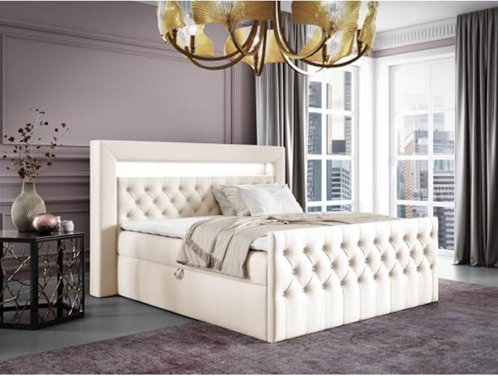 Boxspringbett Schlafzimmerbett ERNESTO Nr.1 (Cremeweiß, 120x200cm)