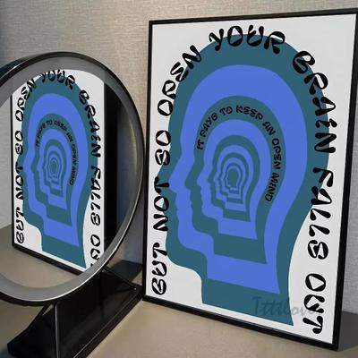 Uplifted Goods "Modern Abstract ""Open Your Mind"" Blue Waves Art Print u 15.75 X 19.69 In unframed"