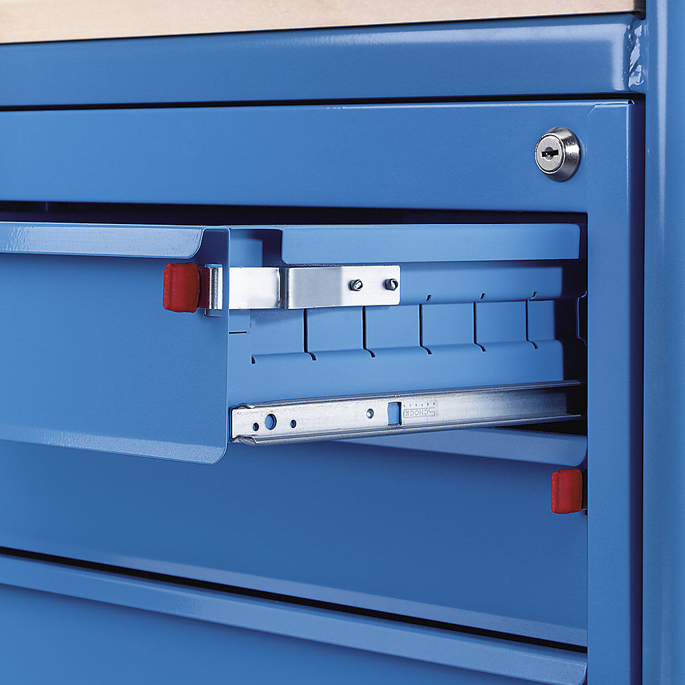 Industrie-Tischwagen, 1 Schubladenschrank, 1 Stahlblechschrank, Vollgummireifen spurlos eurokraft pro