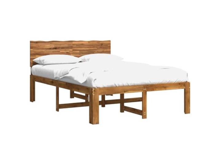 KTHLBRH ROSTOCK Doppelbett mit Kopfteil und 152 x 203 cm Massives Akazienholz, integriertes Kopfteil, fester Lattenrost, Innenbereich, moderner Stil