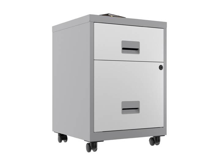 Caisson mobile Pratic 2 tiroirs - Corps Alu - Tiroirs Blanc