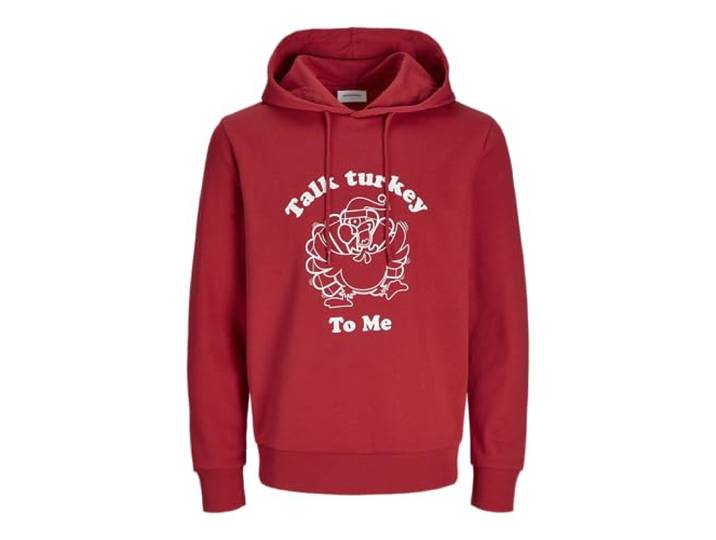 Jack & Jones Jjxmas One Color Funny Sweat Hood, scarlet sage, S