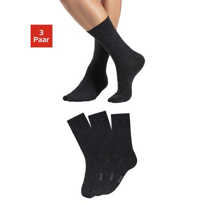 Socken BENCH., Damen, Gr. 47-48, grau (3x anthrazit), Elasthan, Polyamid, Wolle, uni und melange, Socken Socken, Herrensocken mit wärmender Wolle