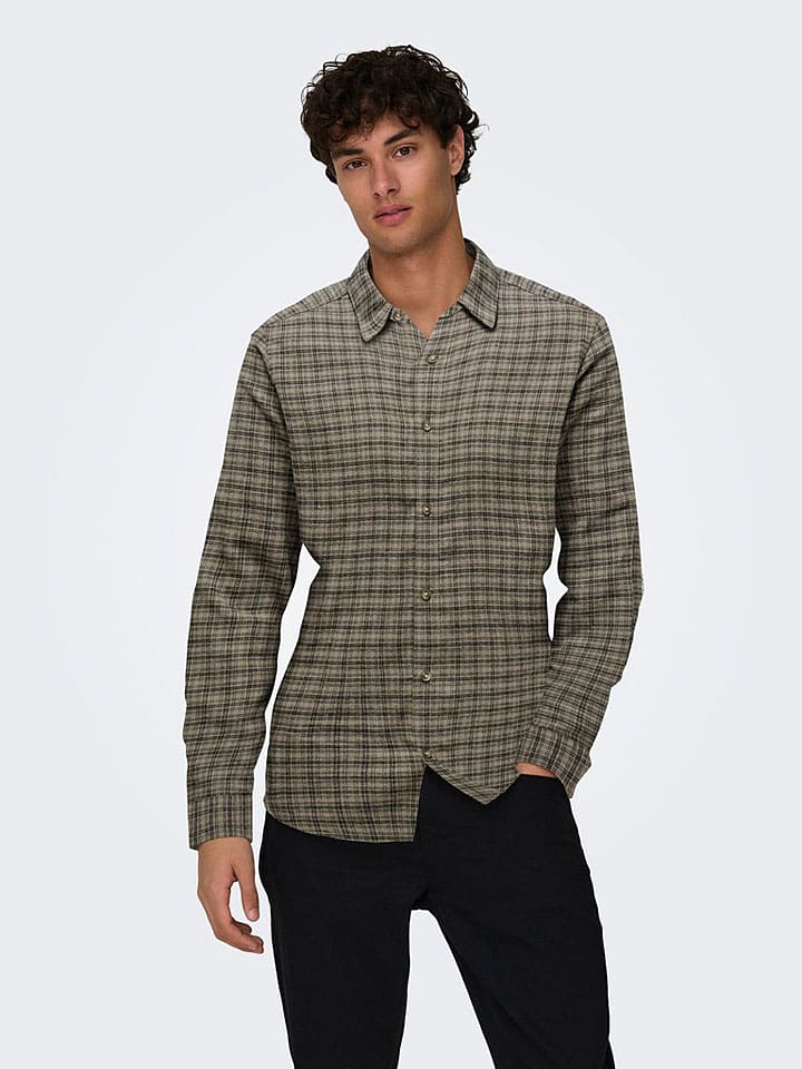 ONLY & SONS Hemd - Regular fit - in Taupe - L
