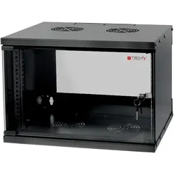 Techly I-CASE EL-1006B32 Rack 6U Wandmontiertes Regal (6 HE, 19 Zoll Rack), Serverschrank, Schwarz