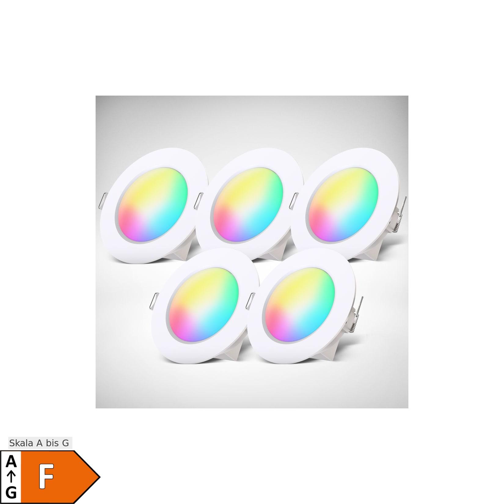 RGBW-LED Einbauleuchten, 5er-Set, weiß,5xLED 4,8W