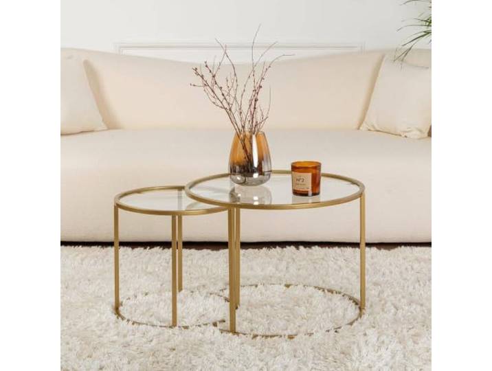 Dmora Couchtisch Abbadesse 60x60x43h cm Gold Rund