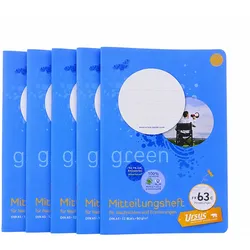 5x URSUS Green Mitteilungshefte DIN A5 – 5er Pack – 12 Blatt – 80 G/m2 – Schulhefte Für Mitteilungen