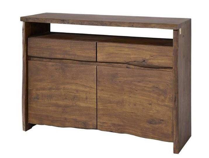 MASSIVMOEBEL24 Buffet 131x45 Acacia laqué Brun PURE ACACIA #203
