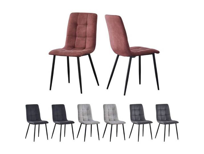 MCCDirect Henri Lot de 2 chaises de Salle à Manger en Cuir synthétique Velours avec Pieds en métal Rose