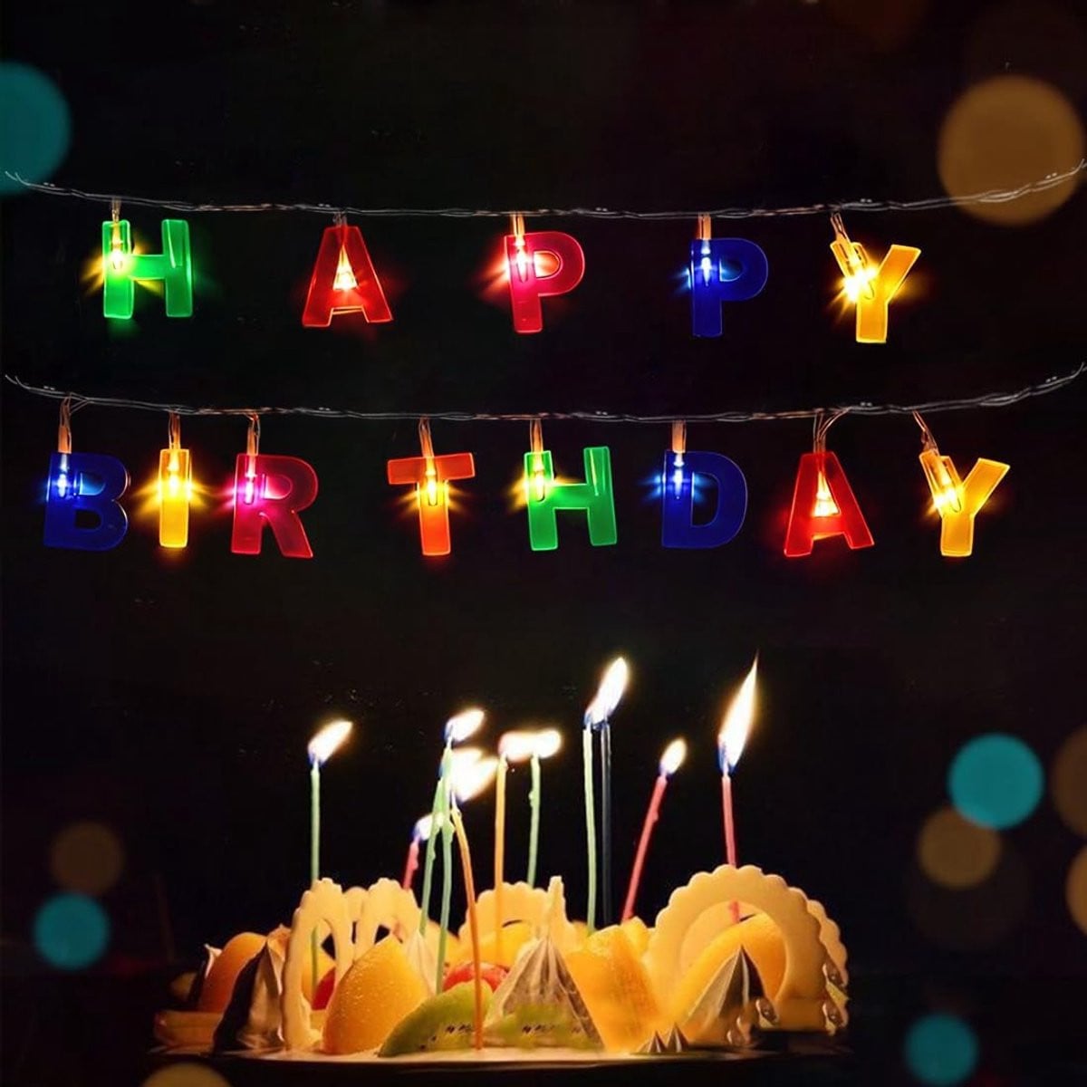 Happy Birthday lichtsnoer op batterijen voor verjaardagsdecoratie
