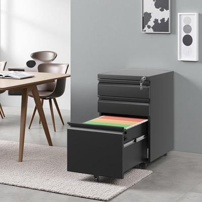 VIVIADORE 3 Drawer Metal Mobile File Cabinet with Lock,Fully Assembled Metal Filing Storage Cabinet with Full Extension Slides