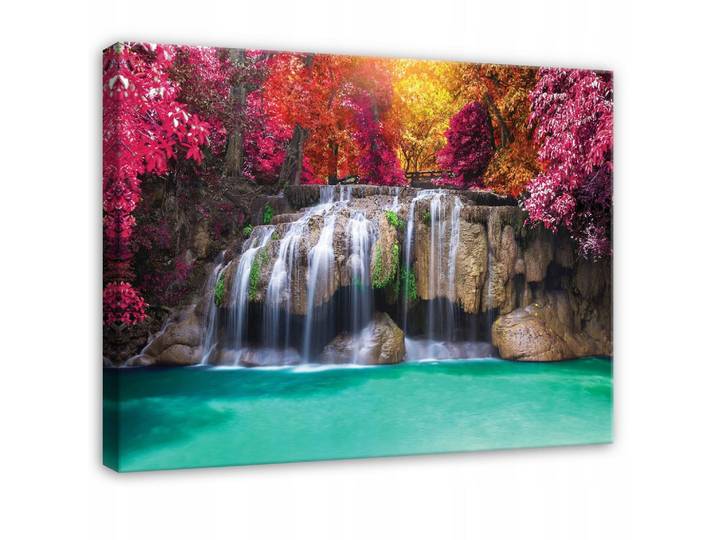 LEINWANDBILD Wasserfall Wald Bunt 60x40 cm