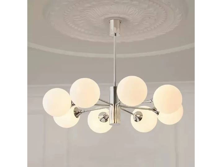 Lustre Bauhaus chromé, design danois, multi-têtes en verre, pour la décoration du salon, luminaire moderne pour salle à manger