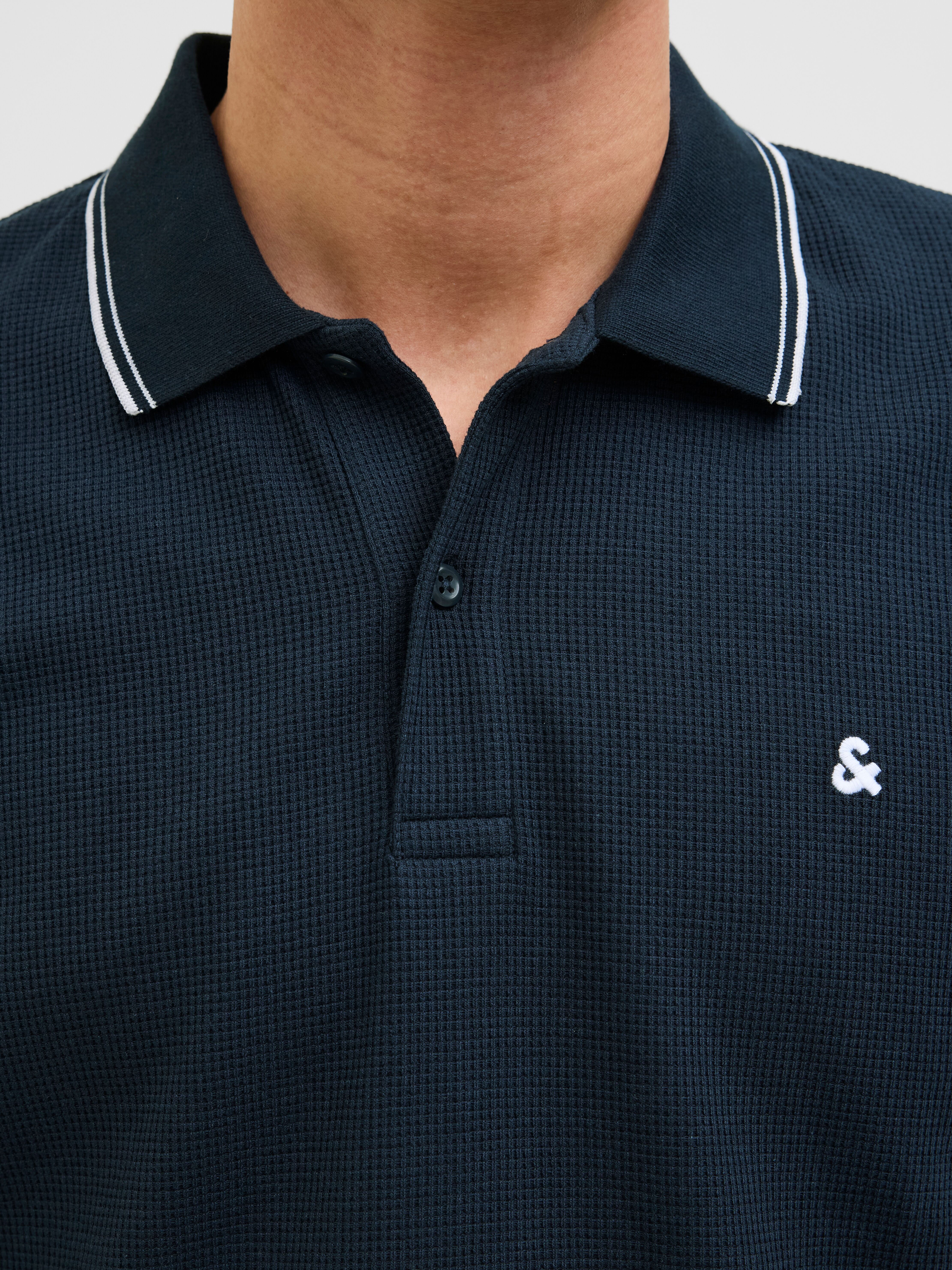 Jack & Jones "JJEAUSTIN POLO SS NOOS" Materialmix, regular fit sky captain detail:play M