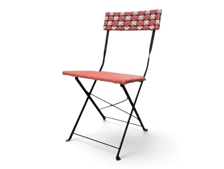Chaise GARDEN pliante - Tressage Rose Rouge et Blanc
