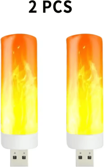 Uplift Curations USB LED Flame Light Dynamic Flickering Fire Effect Atmosphere Bulb 2pcs