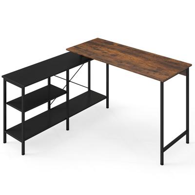 Helloshop26 - Wendbarer L-förmiger Gaming-Schreibtisch 135 x 120 cm mit Ablagefächern robuste Konstruktion Industriestil rustikales 20_0017732