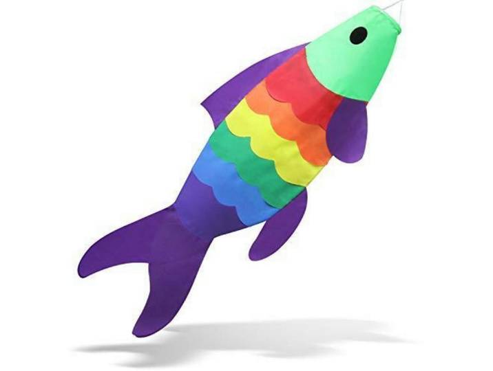 Windsack Koi Fisch 40 Zoll Regenbogenfarben, Mehrfarbig, 44.5x1x101.6 cm, Dekoration, Gartendeko
