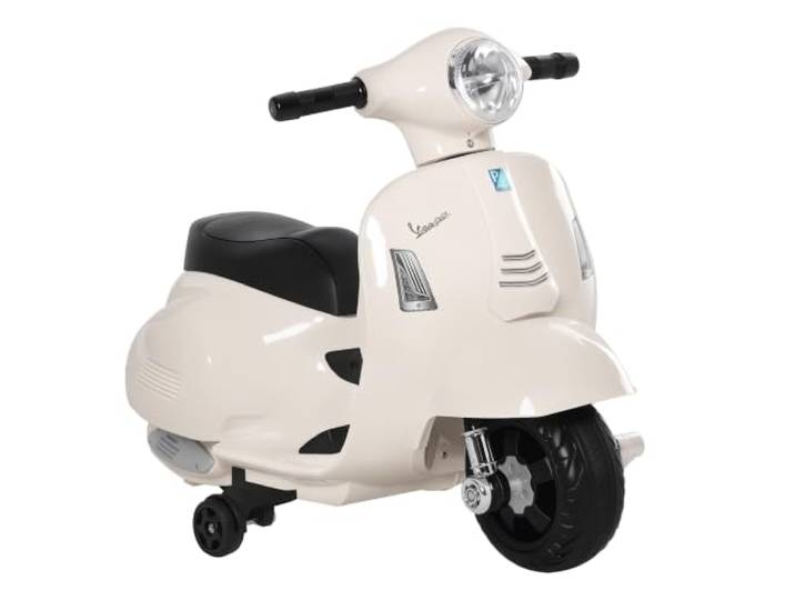 HOMCOM Elektro Motorrad Kinder Vespa 6V Elektromotorrad Stützrädern Weiß
