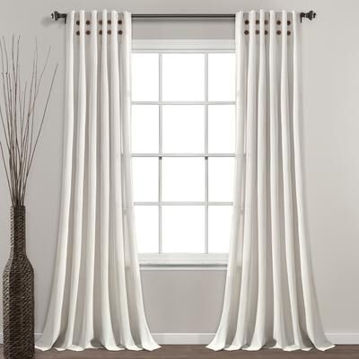 "Lush Decor Linen Button Pinched Pleat Window Curtain Single Panel - 84"" x 40"""