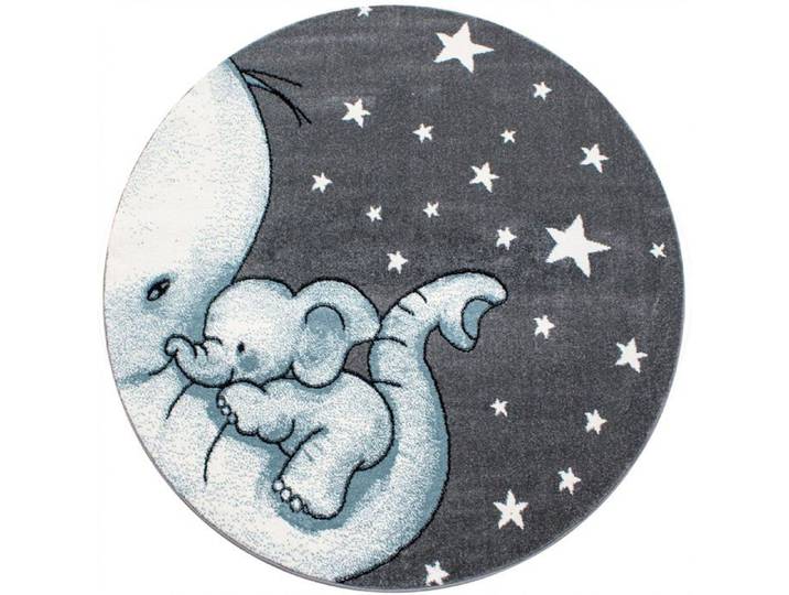 DUMBOO - Tapis Enfant Rond - Bleu 160 x 160 cm