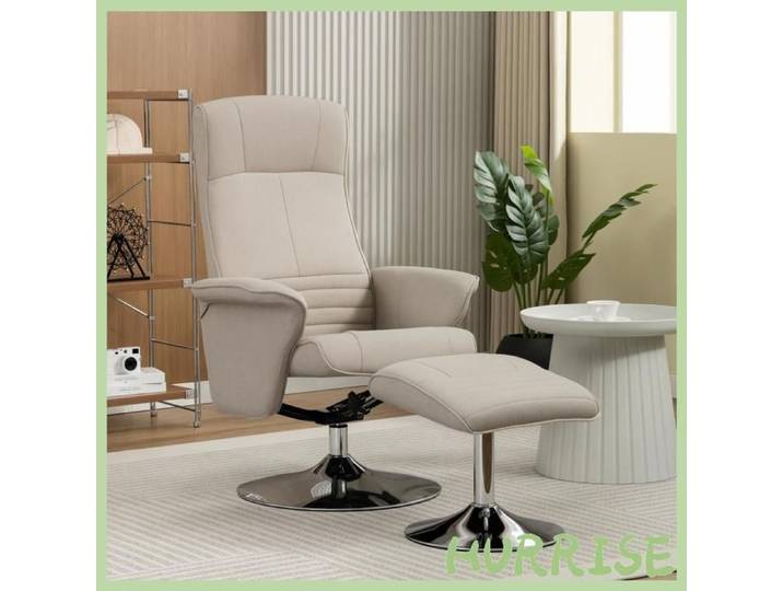 Cocosity Fauteuil Relax Inclinable 135° Pivotant 360° Avec Repose-Pieds Revêtement Tissu Beige