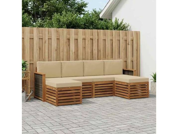 HFMDRMU Outdoor-Möbelset aus massivem Akazienholz, modulares Sofa für Garten und Terrasse, wetterbeständig mit lackierter Oberfläche, pflegeleicht und vielseitig kombinierbar
