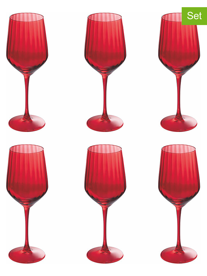 Villa d´Este 6er-Set: Weingläser "Optic" in Rot - 510 ml - onesize