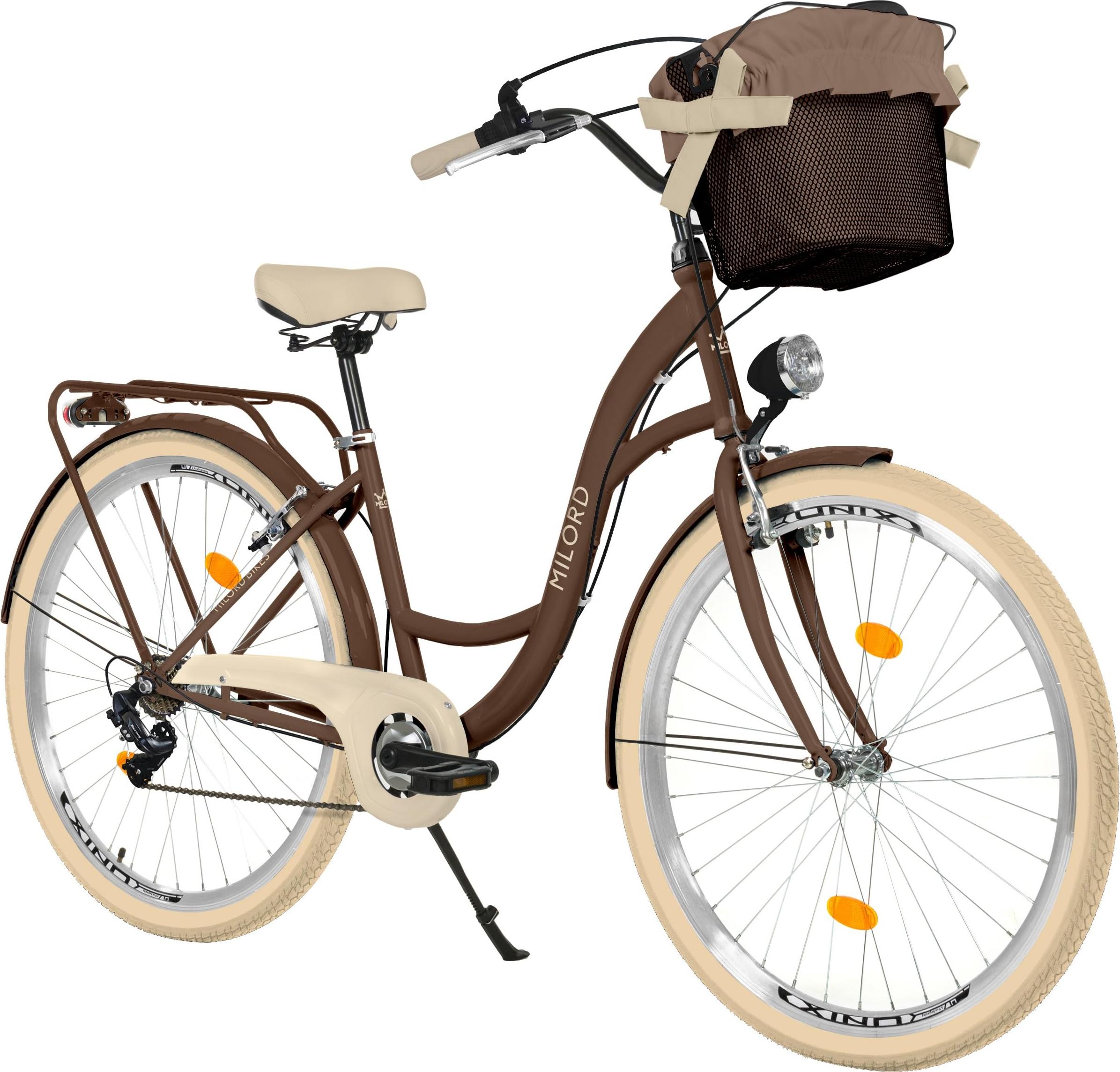 Milord Komfort Fahrrad Mit Korb Damenfahrrad Hollandrad, 28 Zoll, Braun, 7-Gang