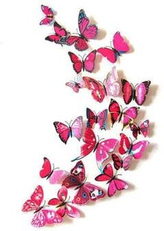 Uplift Treasures 3D Butterfly Magnetic Wall Decor Set 12pcs Rose Red