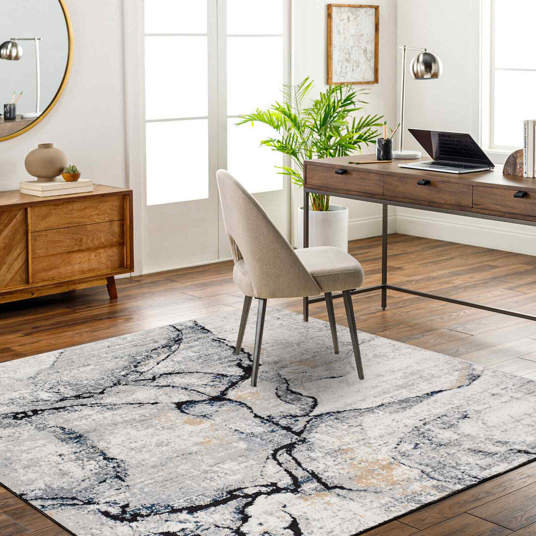 Wade Logan Palig Oriental Area Rug Silver;Black;Blue;Gray Square 200 cm