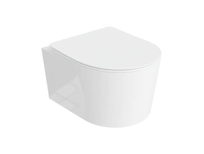 LAVITA WC mural Loso Toilettes suspendues ovales Siège en plastique blanc brillant Toilette en porcelaine Montage mural 360 x 450 x 360 cm