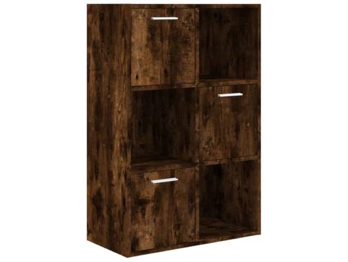 HKLGBVCR Aufbewahrungsschrank, Rauchholz, 60 x 29,5 x 90 cm 3 Fächer, 3 Türen, Bücher- und Multimediaaufbewahrung, klassisches Design, Wandbefestigung inklusive
