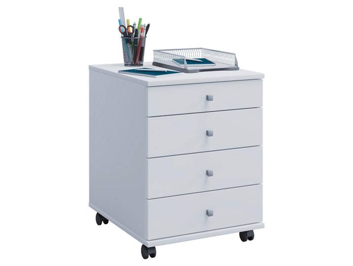 P & B Rollcontainer, Weiss, Holzwerkstoff, 4 Schublade(n) Schubladen, 42x57x50 cm, Büromöbel, Container, Rollcontainer