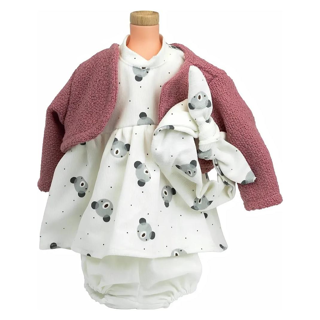 Llorens Kleiderset Bär weiss 44cm (V9-844009)